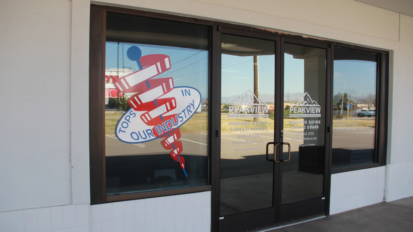 The Peakview Windows, Siding & Stucco office door
