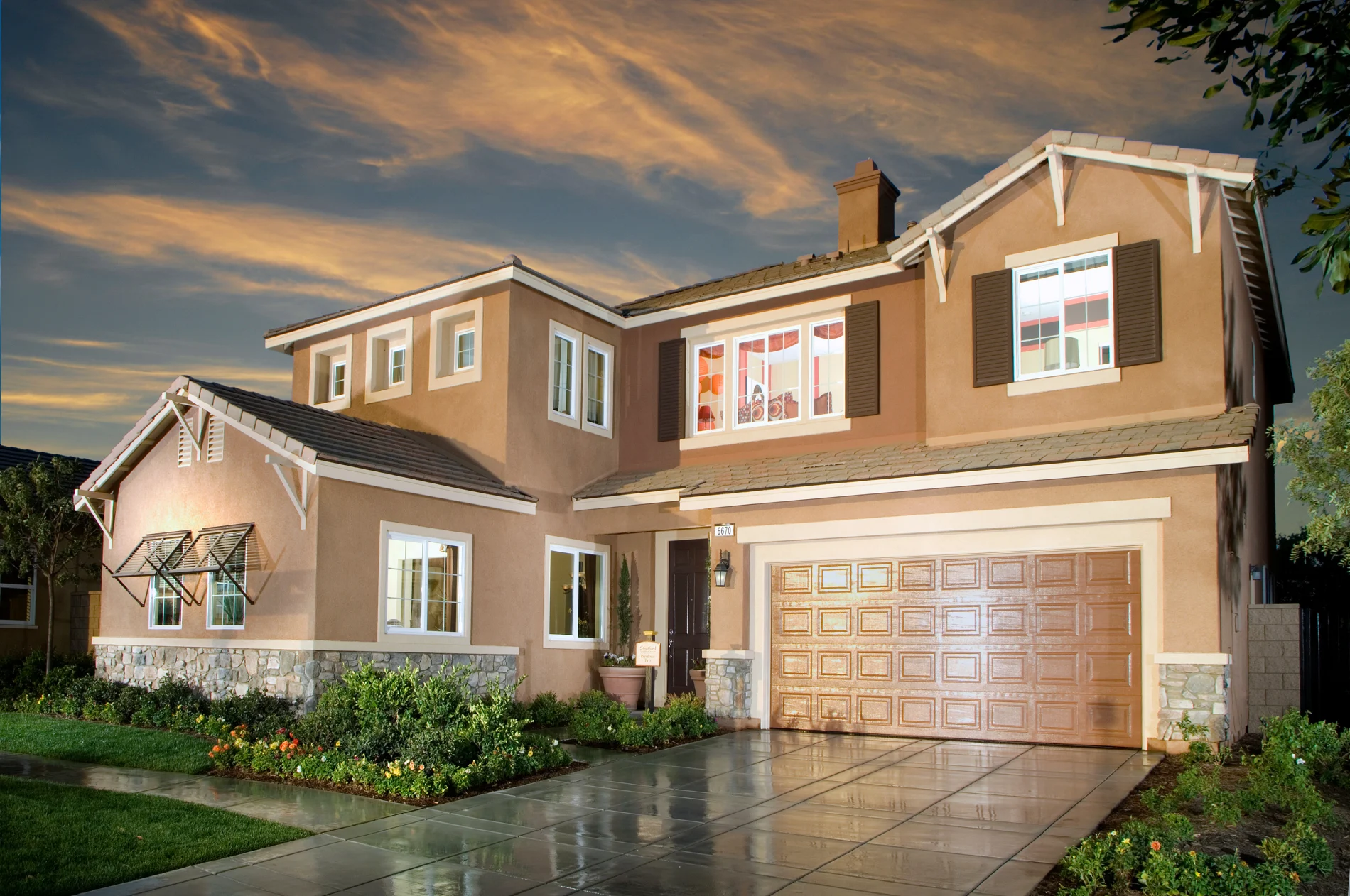 New Home Architecture. House With Landscaping